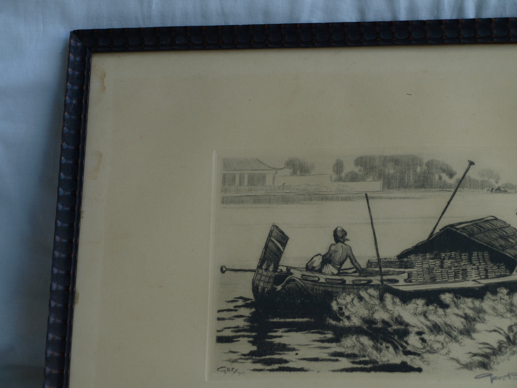 Gerard Adolfs : Ets , Kajoen (Soerabaja) – gesigneerd & ingelijst - 1926  kopen? Bied vanaf 100!