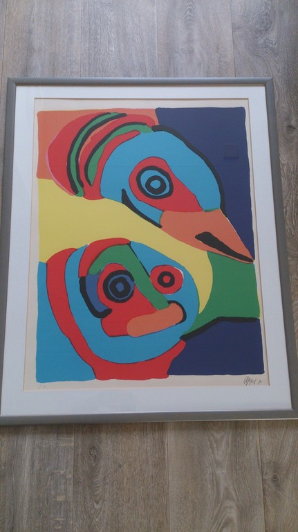Karel Appel, kleurenlitho 1971, Oiseau et personnage kopen? Bied vanaf 650!
