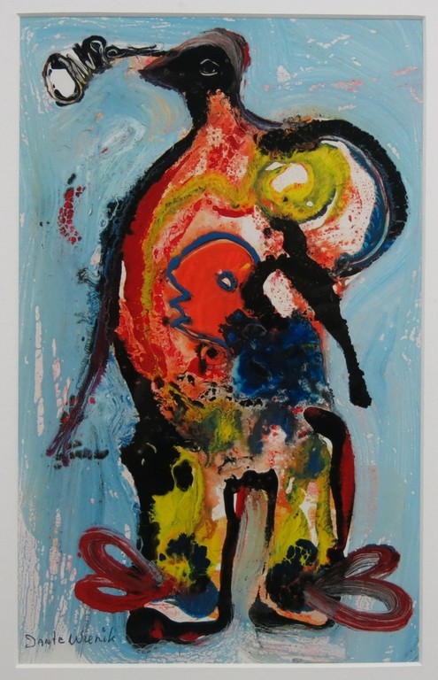 Jan te Wierik: Gemengde techniek op papier, Figuur - Ingelijst kopen? Bied vanaf 300!