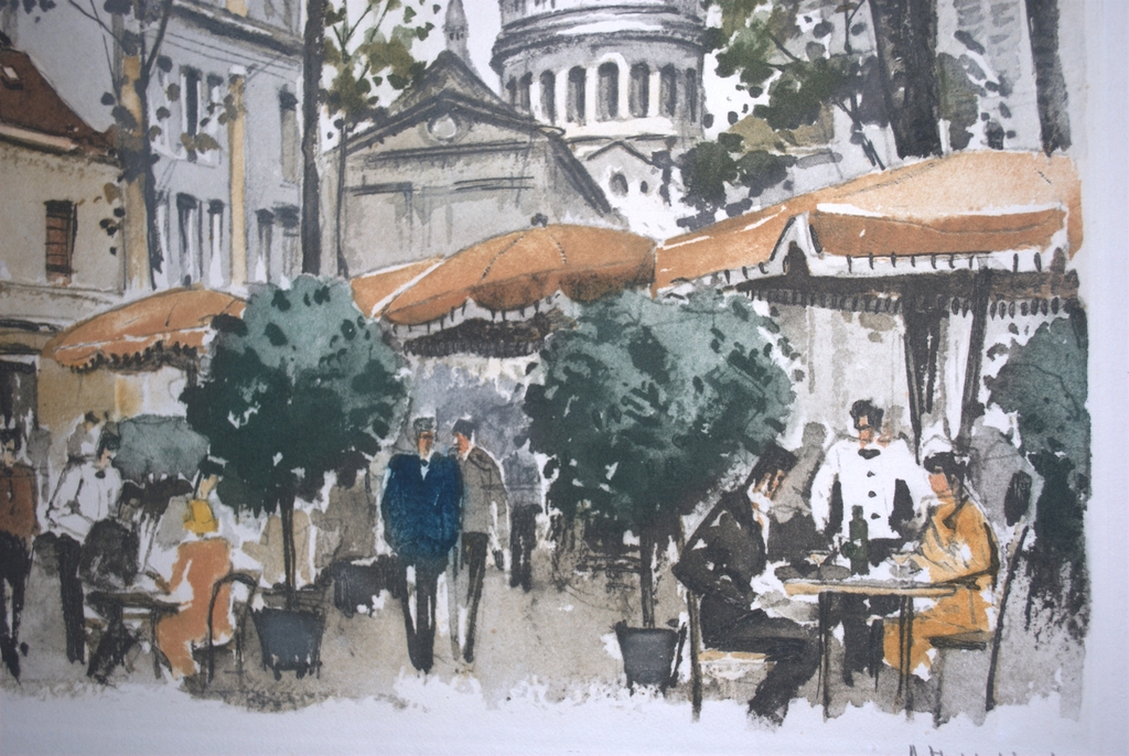 Parijs, Place du Tertre - ets met aquatint - oplage 100   kopen? Bied vanaf 35!