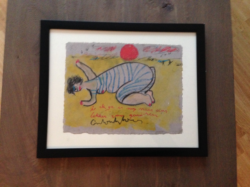 Origineel kleurrijk werk van Anton Heyboer, ingelijst kopen? Bied vanaf 275!