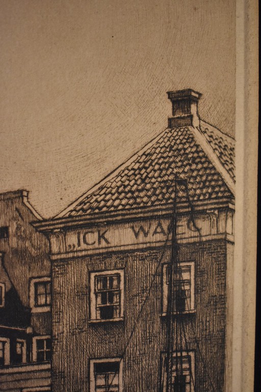 Cornelis BRANDENBURG (1884-1954)-AMSTERDAM, Ets, Damrak, Gesigneerd. kopen? Bied vanaf 1!