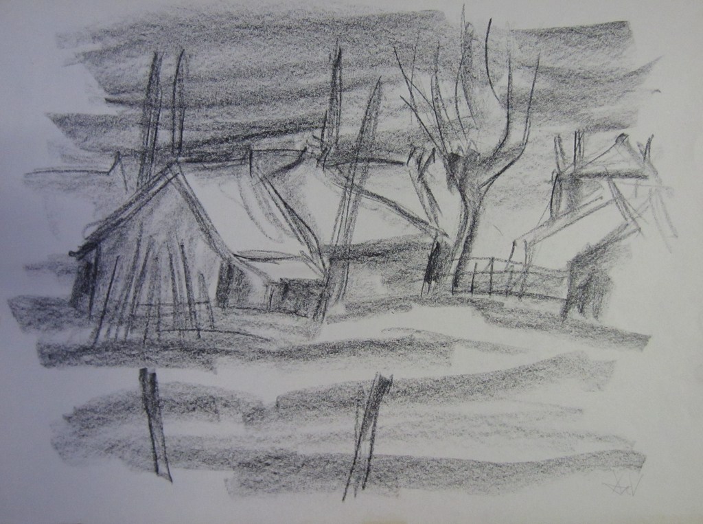 Tekening van schetsblok - André van der Vossen verkocht voor € 40!