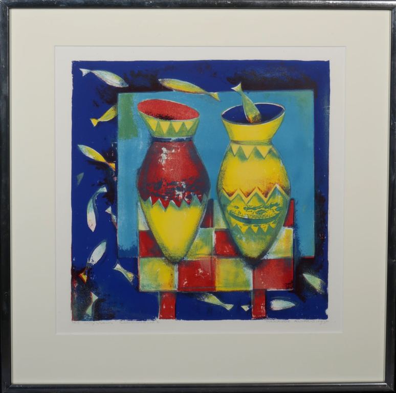 Marianne Aulman: Litho, Odysseus schipbreuk I - Ingelijst kopen? Bied vanaf 20!