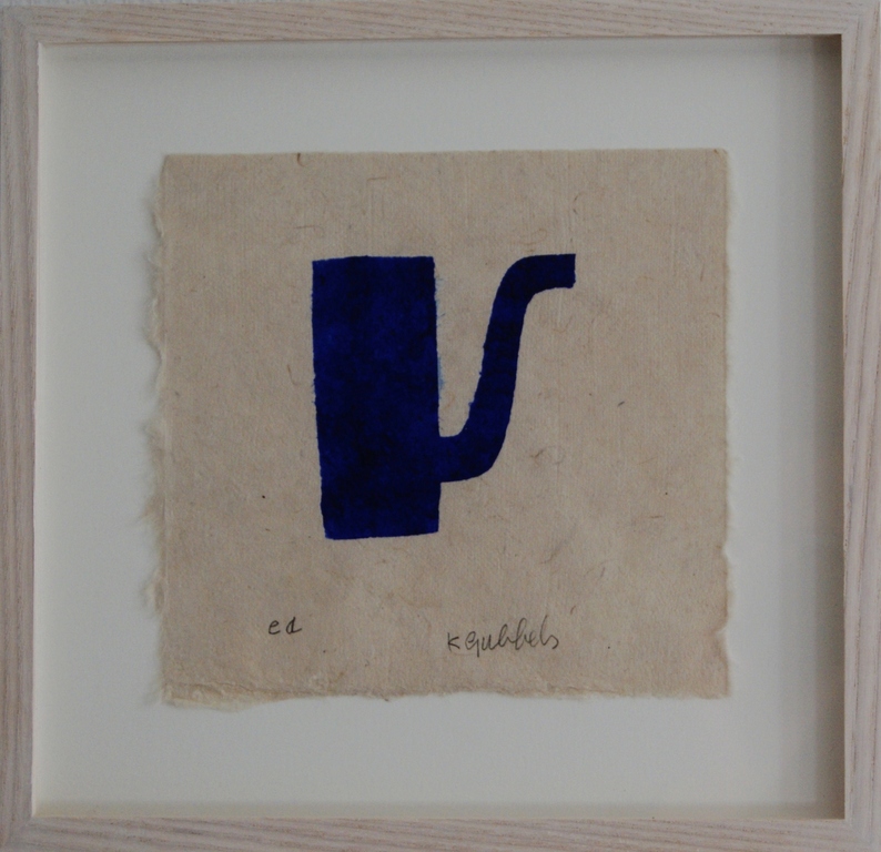 Klaas Gubbels sjabloondruk 'Blauwe Kan' - 2016 - ingelijst. verkocht voor € 285!