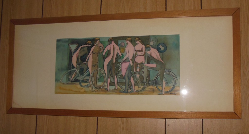 Piet van Mook, aquarel, Fietsenrally kopen? Bied vanaf 75!