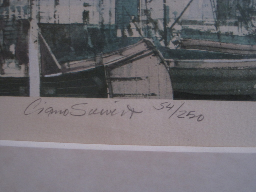 GROOT! Litho "Amsterdam Montelbaanstoren en Oudeschans" oplage 54/250 gesigneerd kopen? Bied vanaf 1!