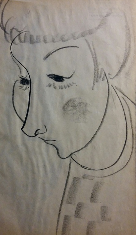 Gerard Hordijk : Portret van een vrouw met op de achterzijde een staande vrouw. kopen? Bied vanaf 120!