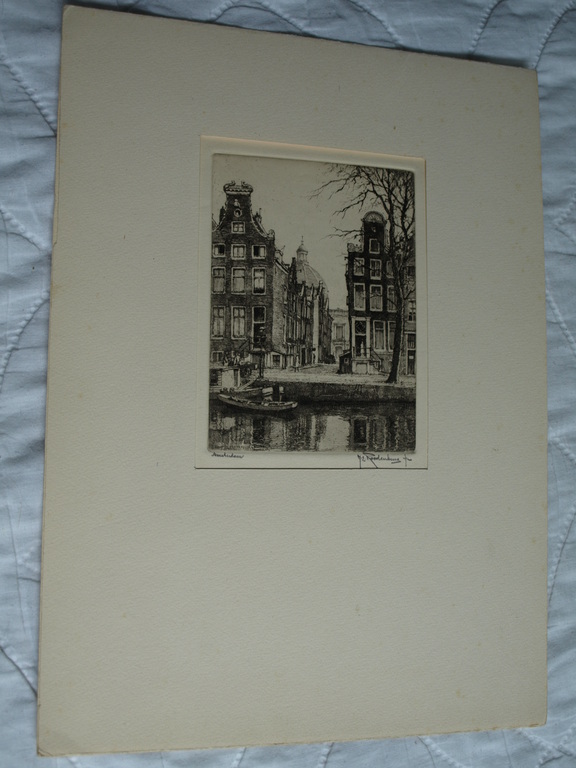 Hendrikus Elias Roodenburg : Ets – Molensteeg Amsterdam – gesigneerd – 1956 kopen? Bied vanaf 25!