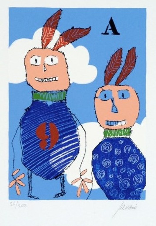 Christian Silvain: Zeefdruk, Deux indiens qui volent verkocht voor € 40!