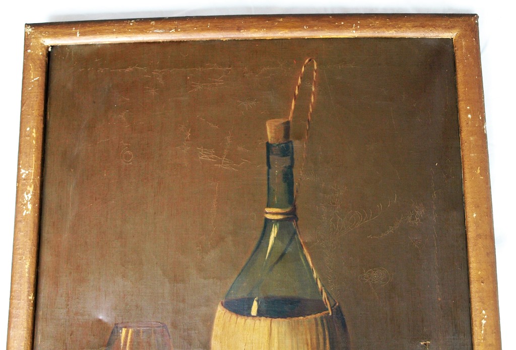 Onbekend, gesigneerd : Olieverf op doek , Stilleven met wijn, pijp, fruit e.a.  kopen? Bied vanaf 1!