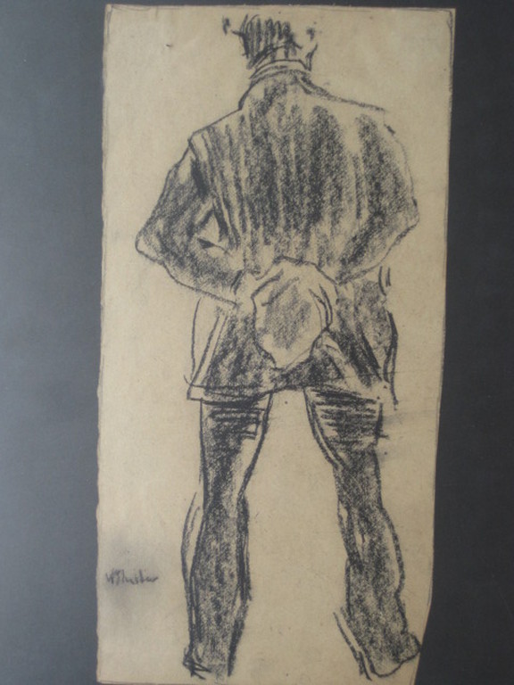 omstreeks 1920 realistische houtskooltekening van boer onduidelijk gesigneerd  kopen? Bied vanaf 1!