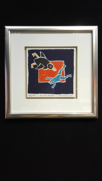 Hans Innemee, zeefdruk op karton in lijst 3D, Titel: verkocht voor € 55!