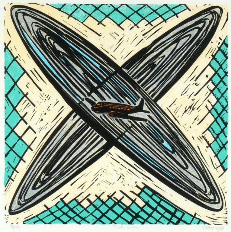 Hans Wap, Par avion 8, zeefdruk uit 1987 in prima staat. verkocht voor € 45!