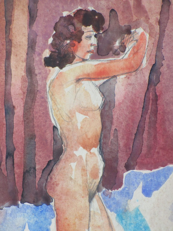 Herman Bieling, Staand Naakt, Aquarel kopen? Bied vanaf 75!