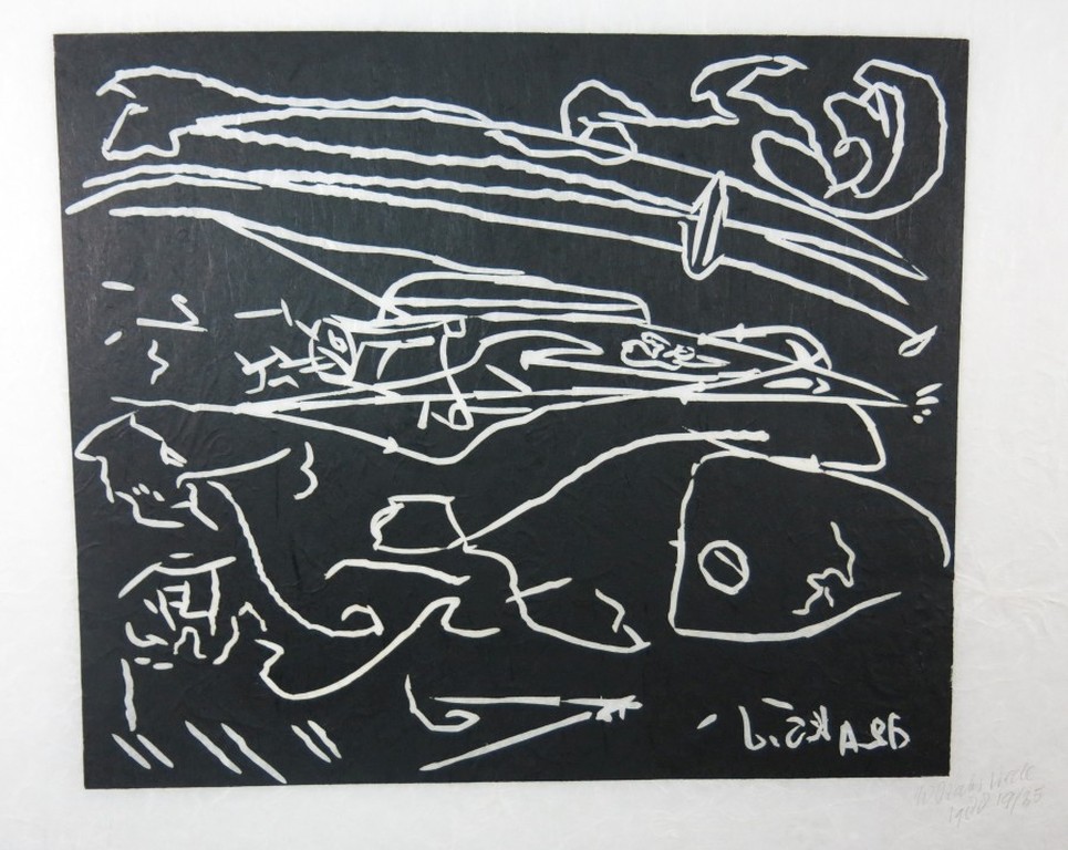 Wim Izaks: Lino op rijstpapier, Vrede (groot) verkocht voor € 47!