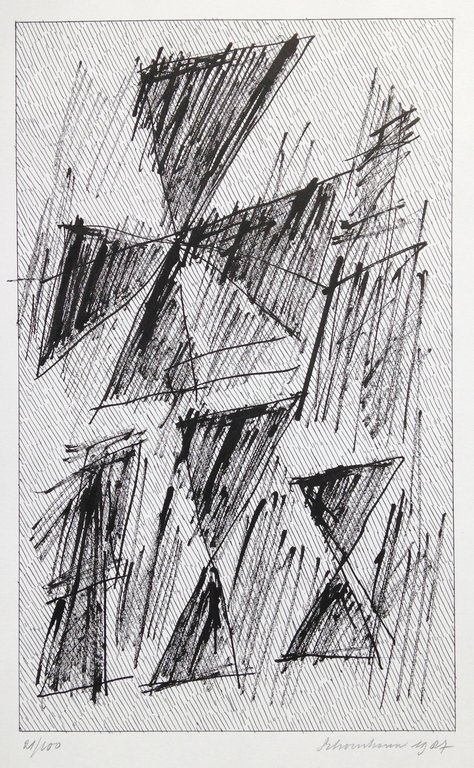 Jan Schoonhoven, Zeefdruk uit 1987, Gesigneerd verkocht voor € 325!