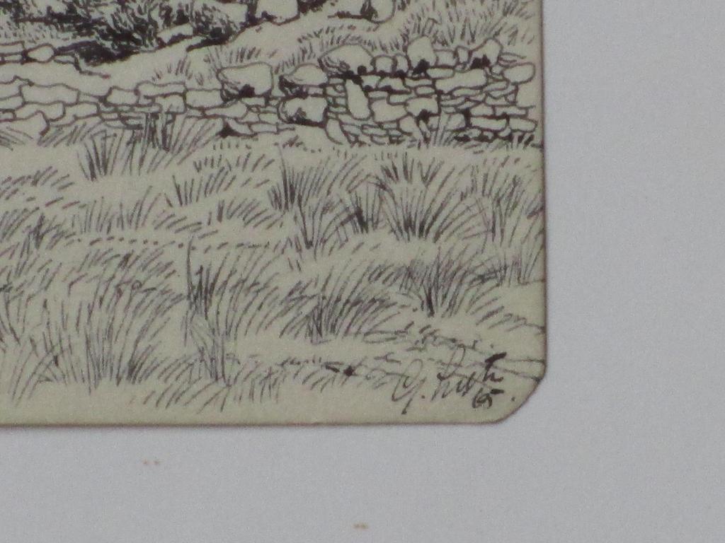 Gerard Lutz, Buitenlands Landschap, Inkttekening kopen? Bied vanaf 1!