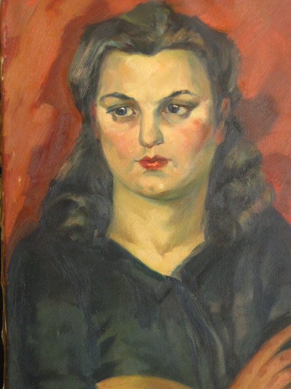 Toon Pluijmers 1910-1967 olieverf "stoere vrouw" omstreeks 1940 verkocht voor € 55!