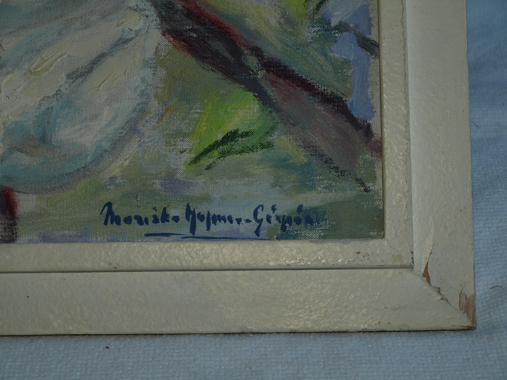 MARISKA HOFMAN-GÁSPÁR (1910) – Olieverf  – Witte lelies – Gesigneerd & ingelijst kopen? Bied vanaf 100!