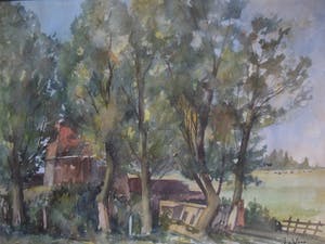 Jaap van Veen - Aquarel - Landschap met boerderij kopen? Bied vanaf 10!
