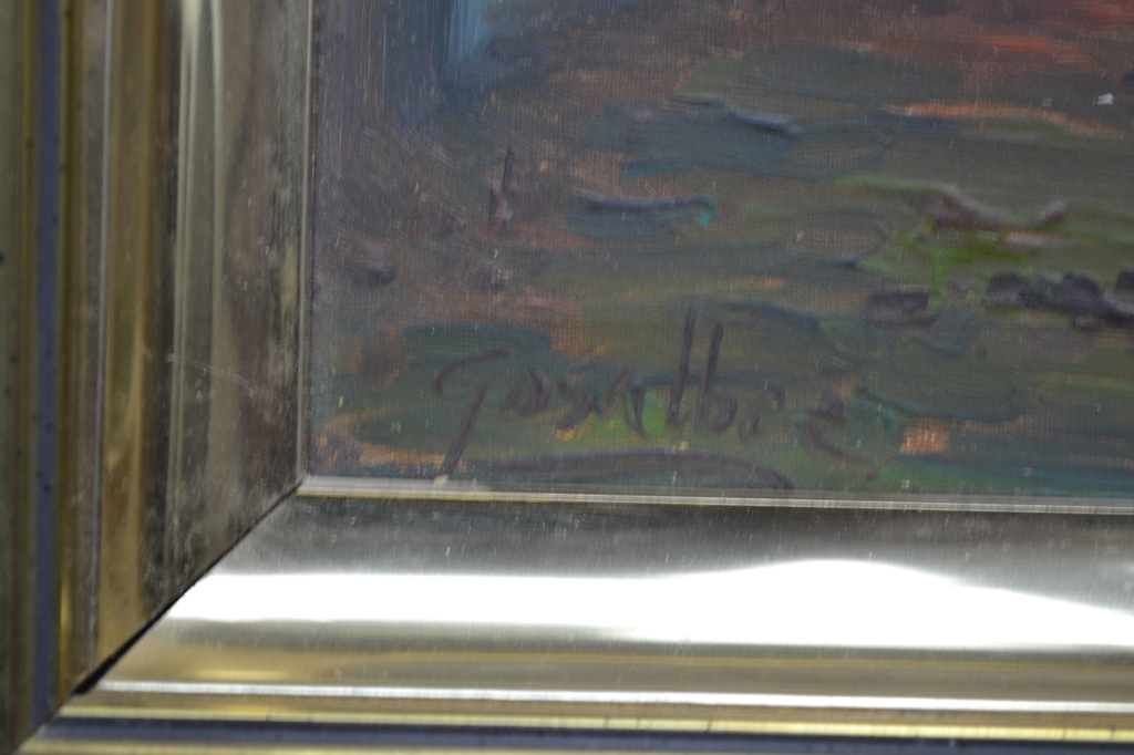 Onbekende kunstenaar (gesigneerd): olieverf op doek, boerin en schapen in stal kopen? Bied vanaf 1!