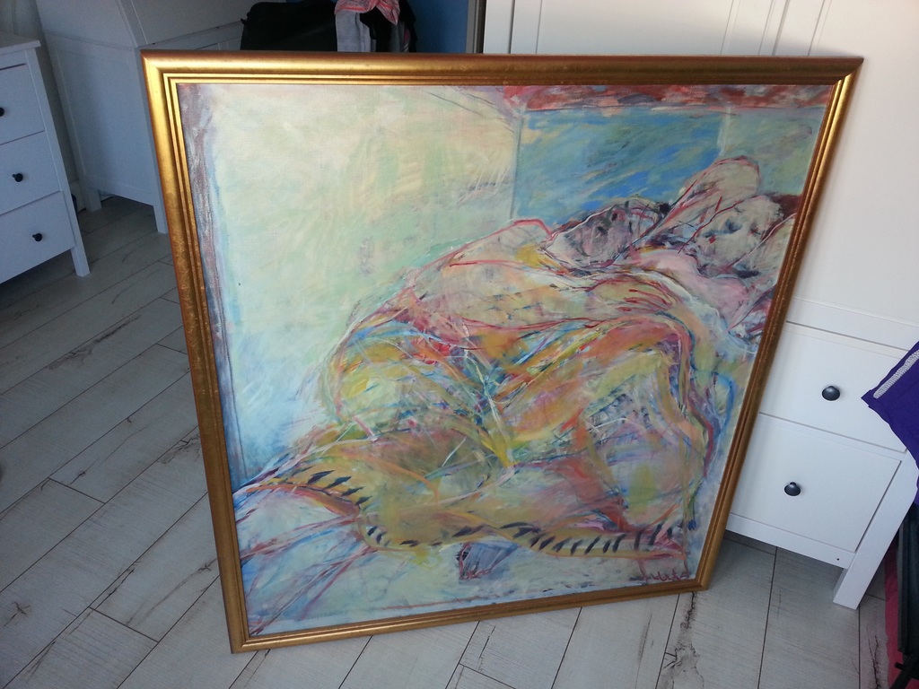 Karin Campfens (1946) - Olie op doek (107x117), gesigneerd verkocht voor € 150!