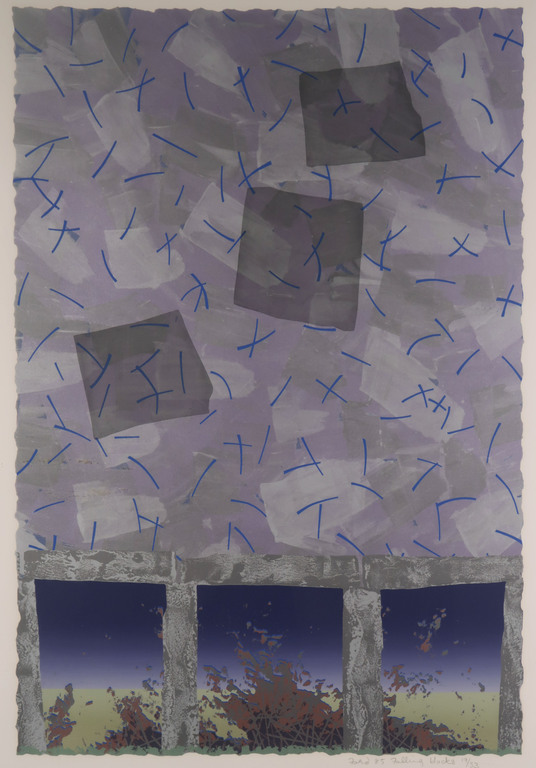 Anita Ford: Zeefdruk, Falling blocks - Ingelijst kopen? Bied vanaf 1!