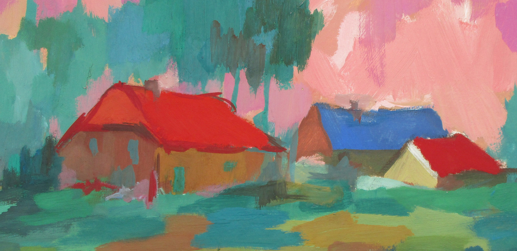 Henri Titselaar: Acrylaat op papier: Landschap kopen? Bied vanaf 75!