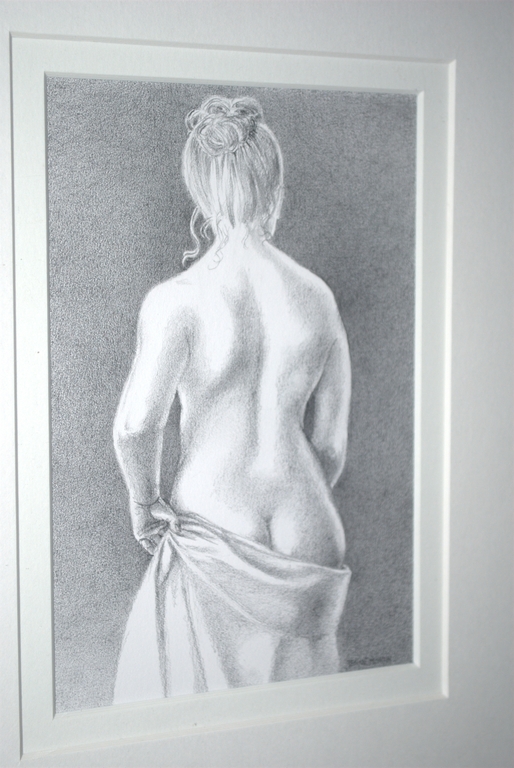 Potloodtekening naakte vrouw - gesigneerd en ingelijst kopen? Bied vanaf 50!
