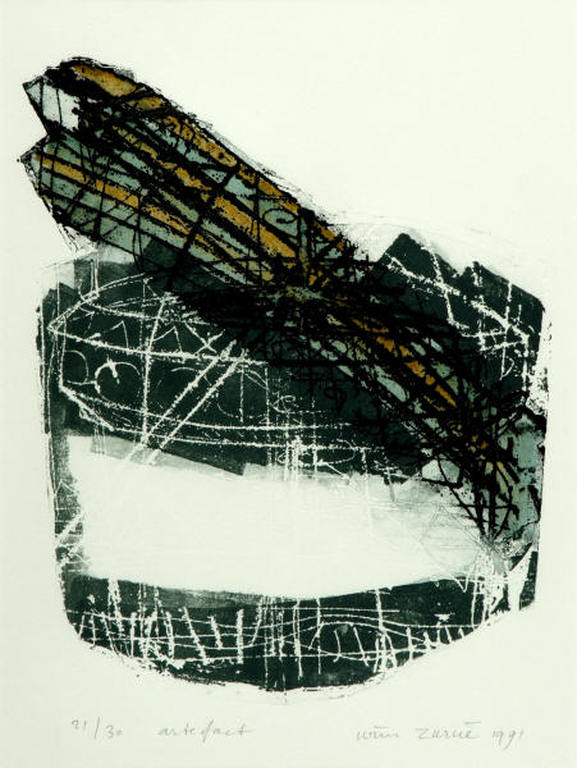 Wim Zurne, 'Artefact', diep- en vlakdruk, 1991 27/30 verkocht voor € 35!