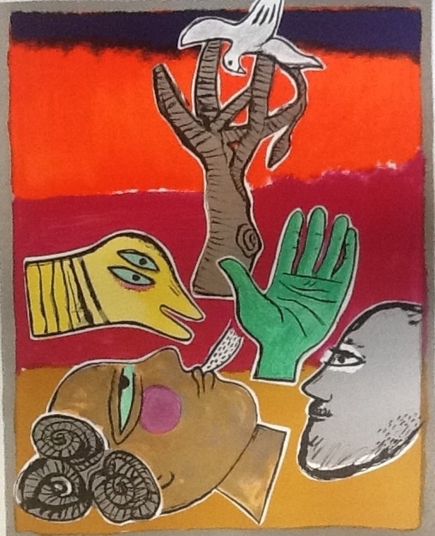Corneille: Kleurenlitho, Un bel été, 2001, ingelijst verkocht voor € 219!