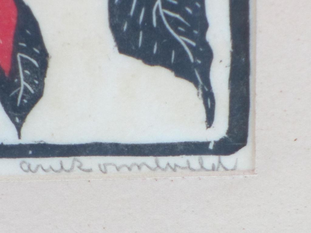 Arie Zonneveld, Poinsettia, Kleurenhoutsnede kopen? Bied vanaf 120!