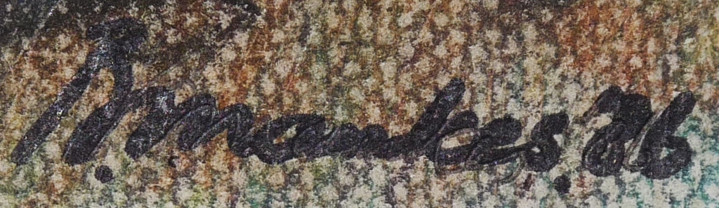 Beint Mankes, Kleurtekening, Naaldbomen en bergen, 1986. kopen? Bied vanaf 55!