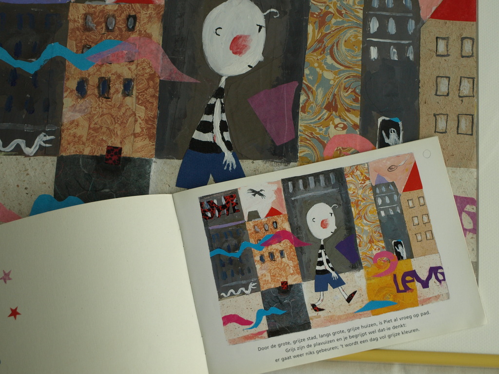 Daan Remmerts de Vries: Acryl en collage , Het leven is raar – Ingelijst -1997 kopen? Bied vanaf 1!