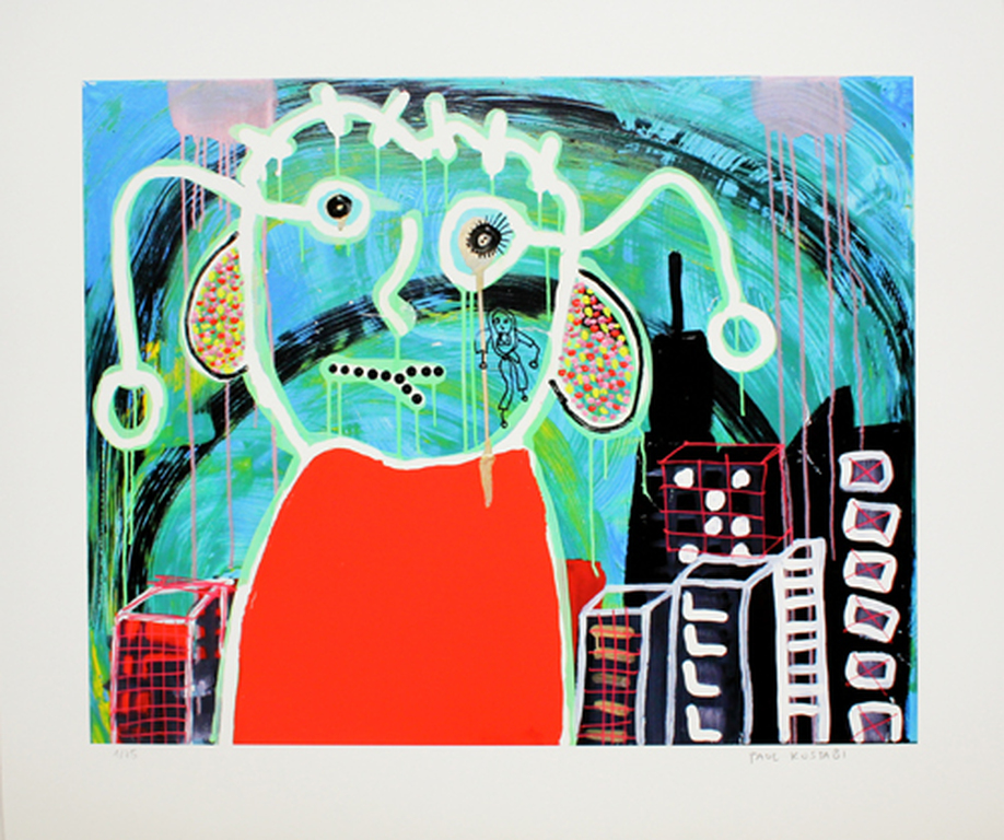 Paul Kostabi, Glicee, "The street is paved in gold, where nobody ever gets old" verkocht voor € 40!