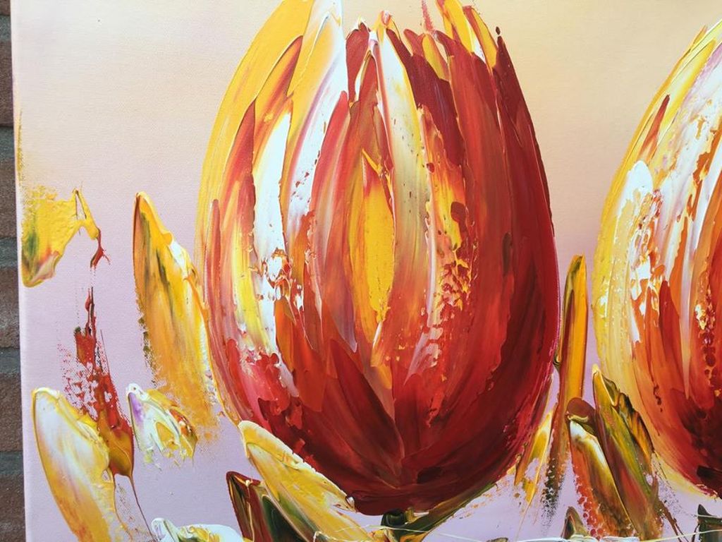 Gena - Tulpen - Acrylverf op doek - Gesignerd -2017 kopen? Bied vanaf 150!