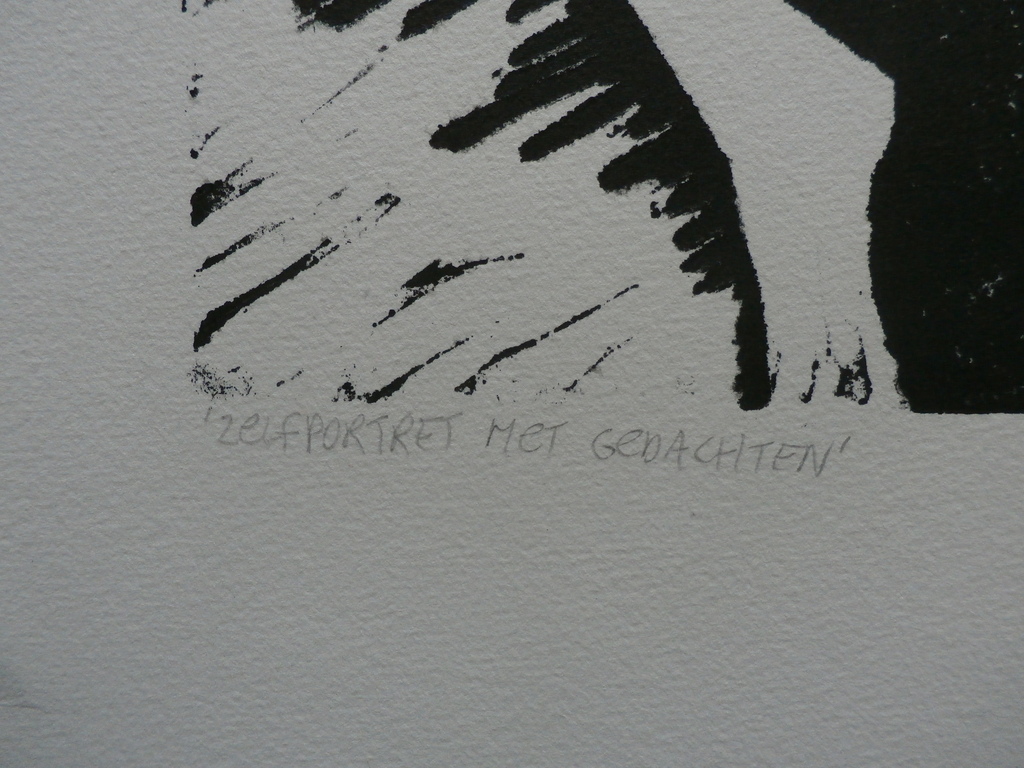 Pieter Drift - houtsnede: zelfportret met gedachten - 1984 kopen? Bied vanaf 30!