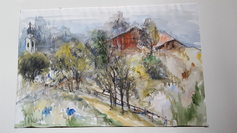 Job Frese: aquarellen, Oostenrijkse landschappen. kopen? Bied vanaf 1!