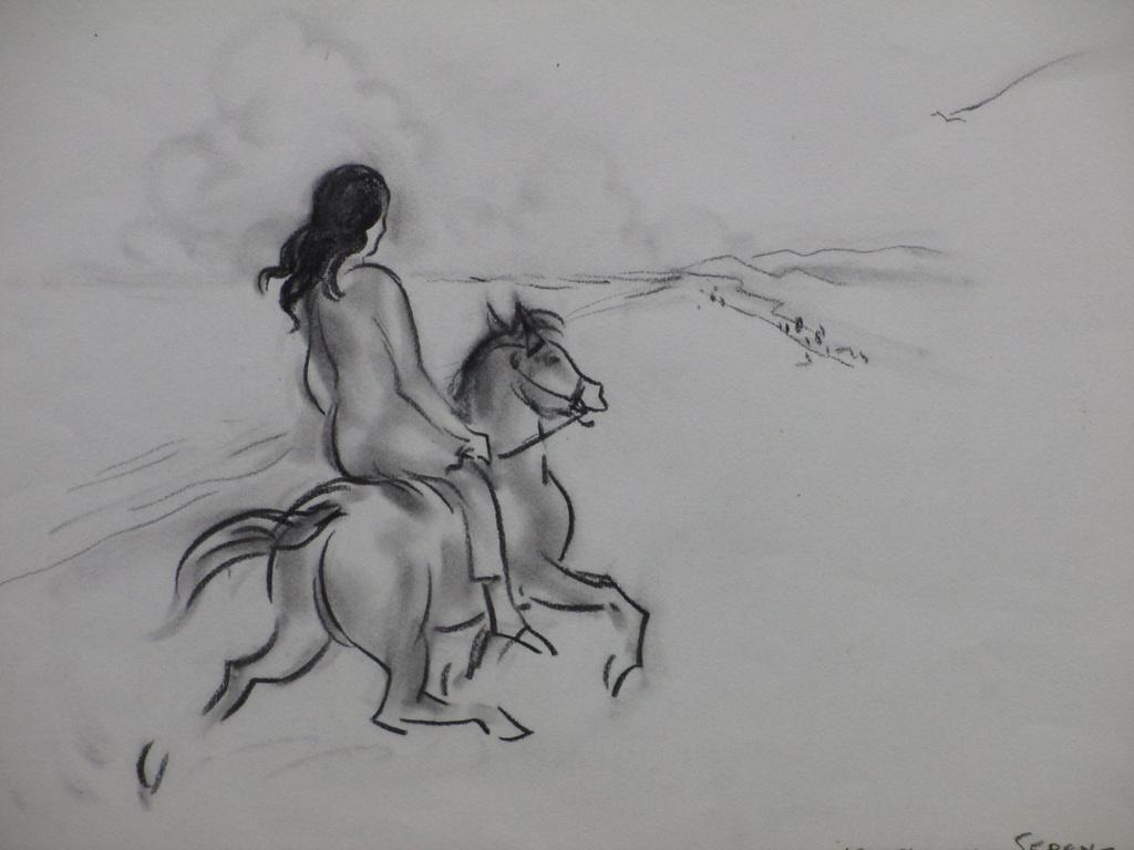 Karel van Seben, Amazone aan het strand, tekening kopen? Bied vanaf 1!