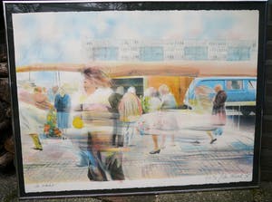 John Verberk - 'De markt' -lithografie 1978- kopen? Bied vanaf 10!