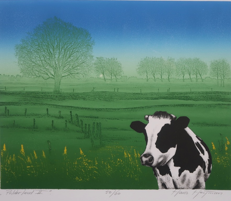 Hans Heijman: Ets, Polderland II - Ingelijst kopen? Bied vanaf 35!