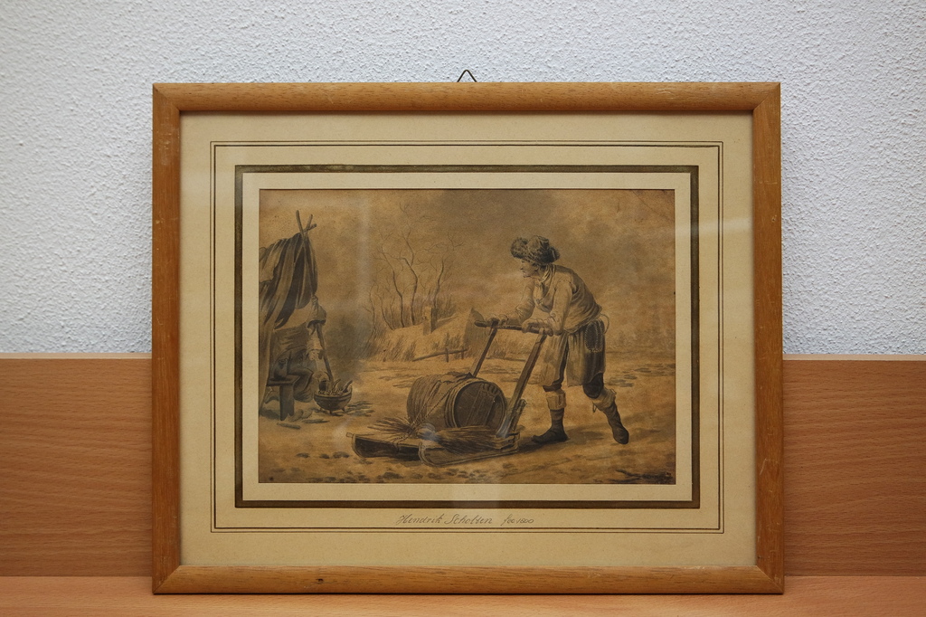 Hendrik Jacobus Scholten (1824-1907) - tartaar met slee in winters landschap verkocht voor € 100!