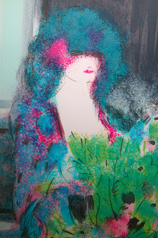 Claude Manoukian, lithografie, ‘Femme et fleurs‘, handgesigneerd kopen? Bied vanaf 40!