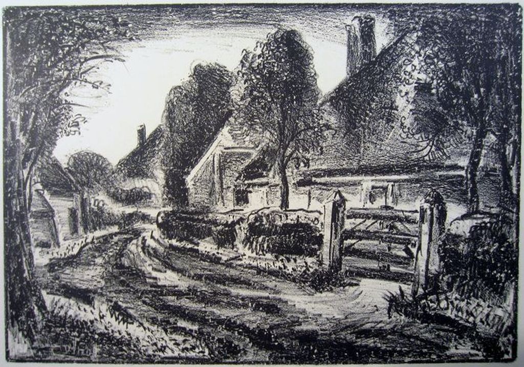 Arnout Colnot - Bergense School - Ltho Boerderij in landschap..... kopen? Bied vanaf 40!