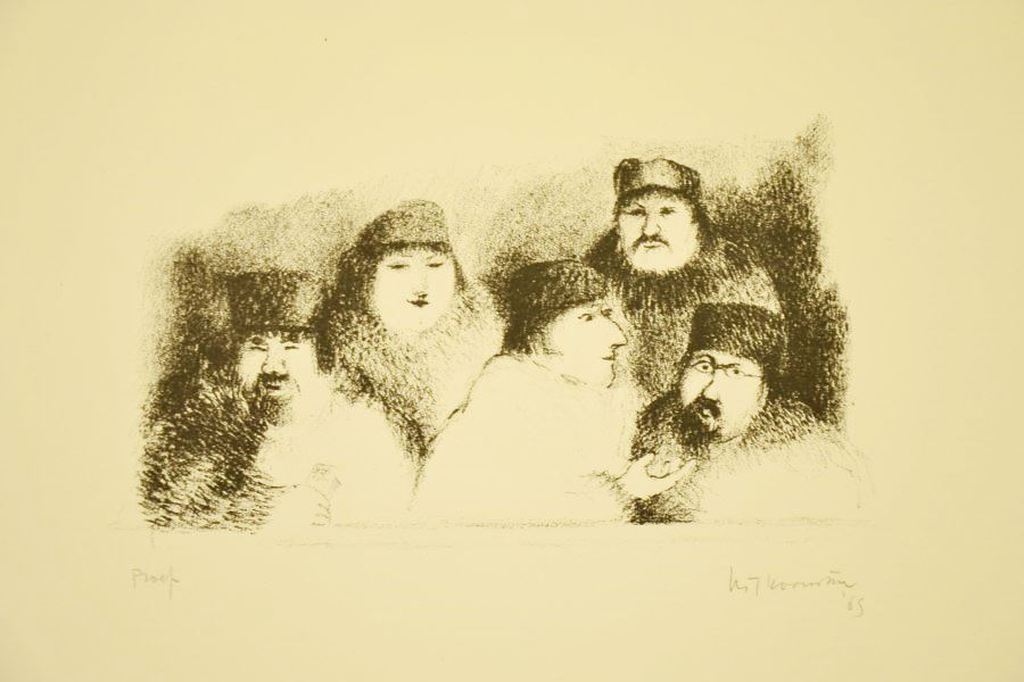 Metten Teunis Koornstra: Litho, Gezelschap van vijf verkocht voor € 40!