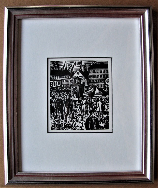 Masereel Frans, "Das Gesicht Hamburgs", houtsnede, 1964, ingelijst verkocht voor € 60!