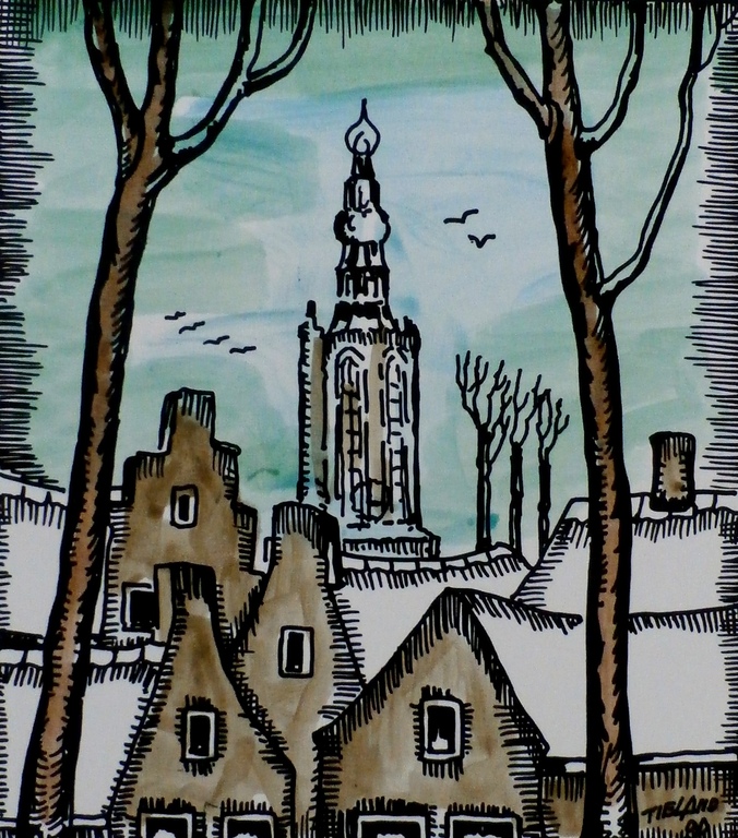 Toon Tieland - handingekleurde litho: Gezond 1991 verkocht voor € 75!