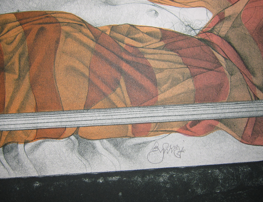 Bruno Bruni, kleuren litho # IL LETTO RIGATO # 1991, Mint- kopen? Bied vanaf 100!