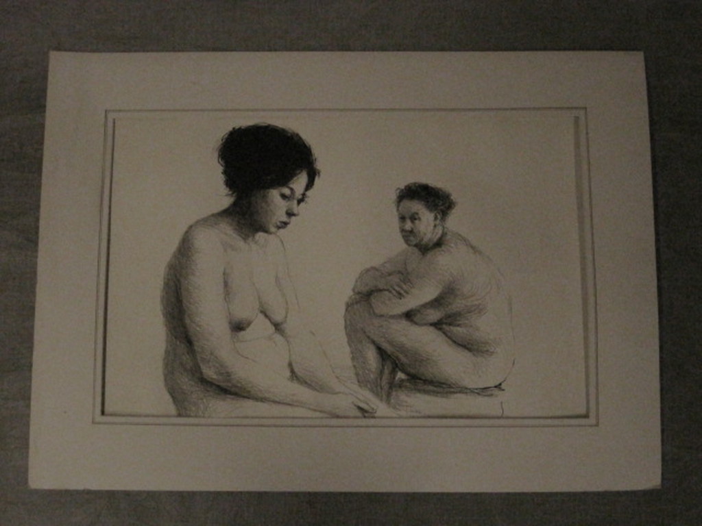 Aat Veldhoen (1934-) grote litho "moeder en dochter" gesign r.o. 1964 kopen? Bied vanaf 1!